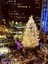 Christmas tree lit up at Rockfeller Center